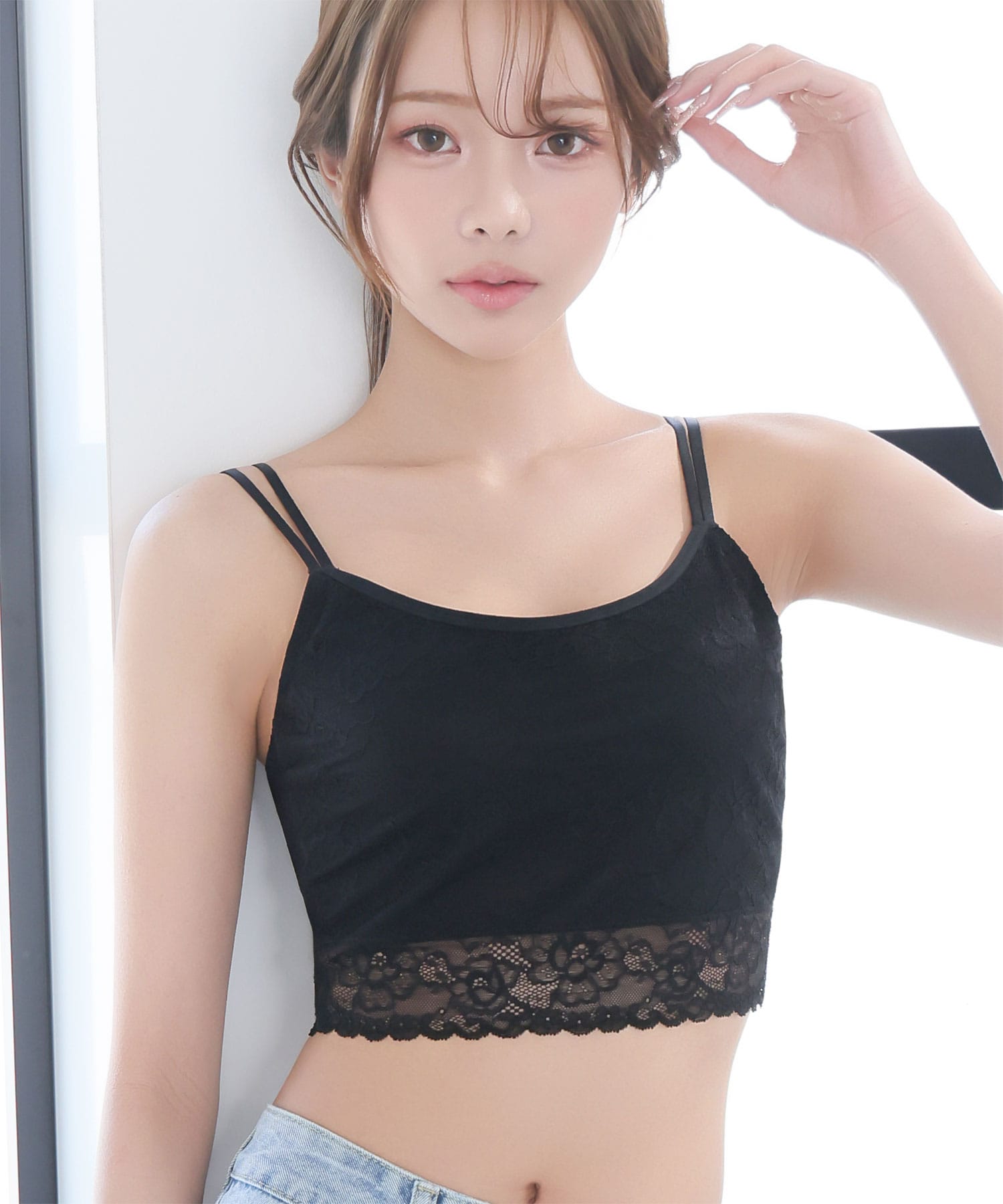 レース フロントホック ブラトップ ノンワイヤー超盛ブラ(R)