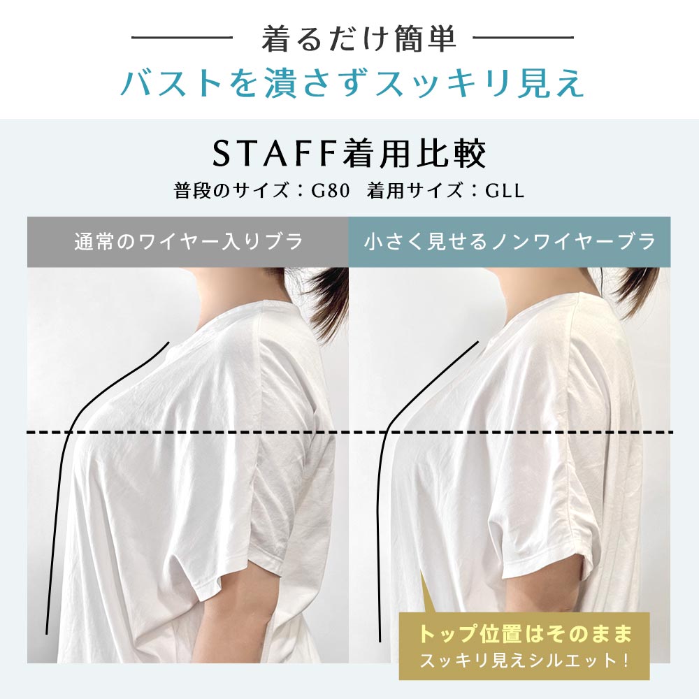 小さく見せる ギンガムチェック フリル ノンワイヤー ブラジャー&ショーツ (グラマーサイズ)