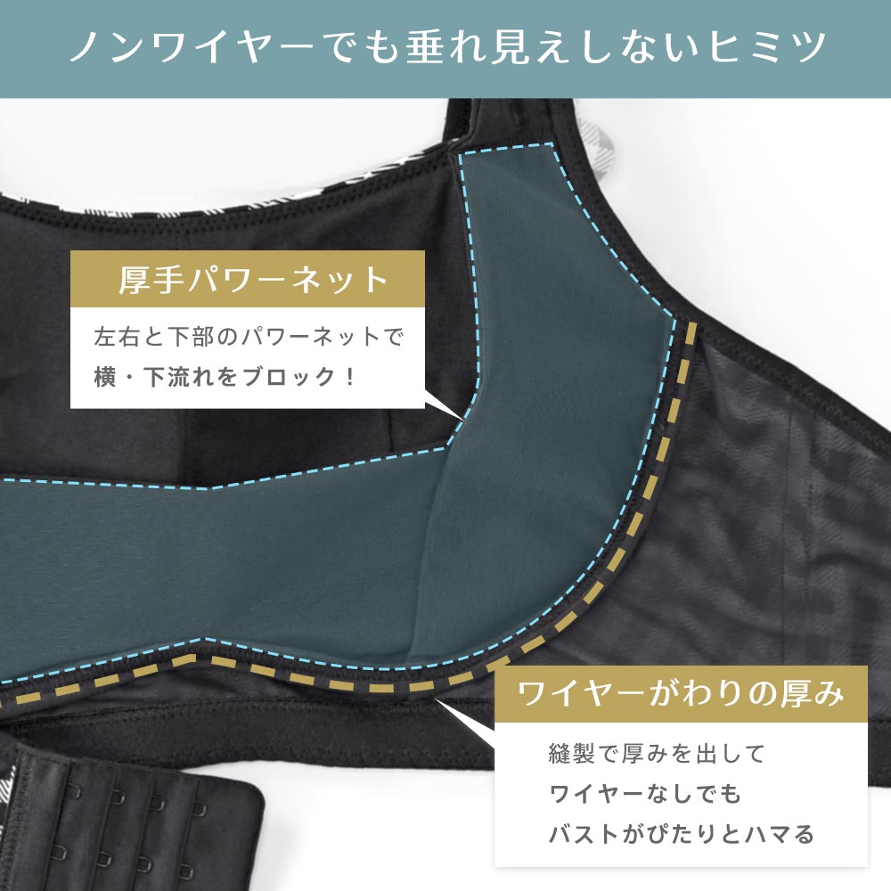 小さく見せる ギンガムチェック フリル ノンワイヤー ブラジャー&ショーツ (グラマーサイズ)
