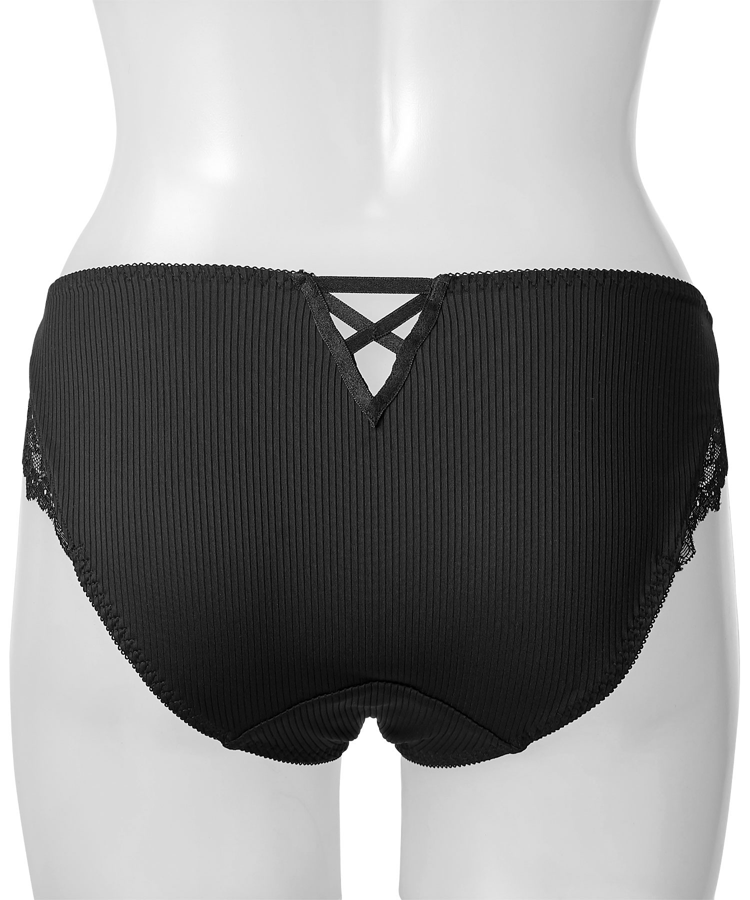 リブ 2WAY 谷間カバー 脇高 ブラジャー&ショーツ (FGHカップ)