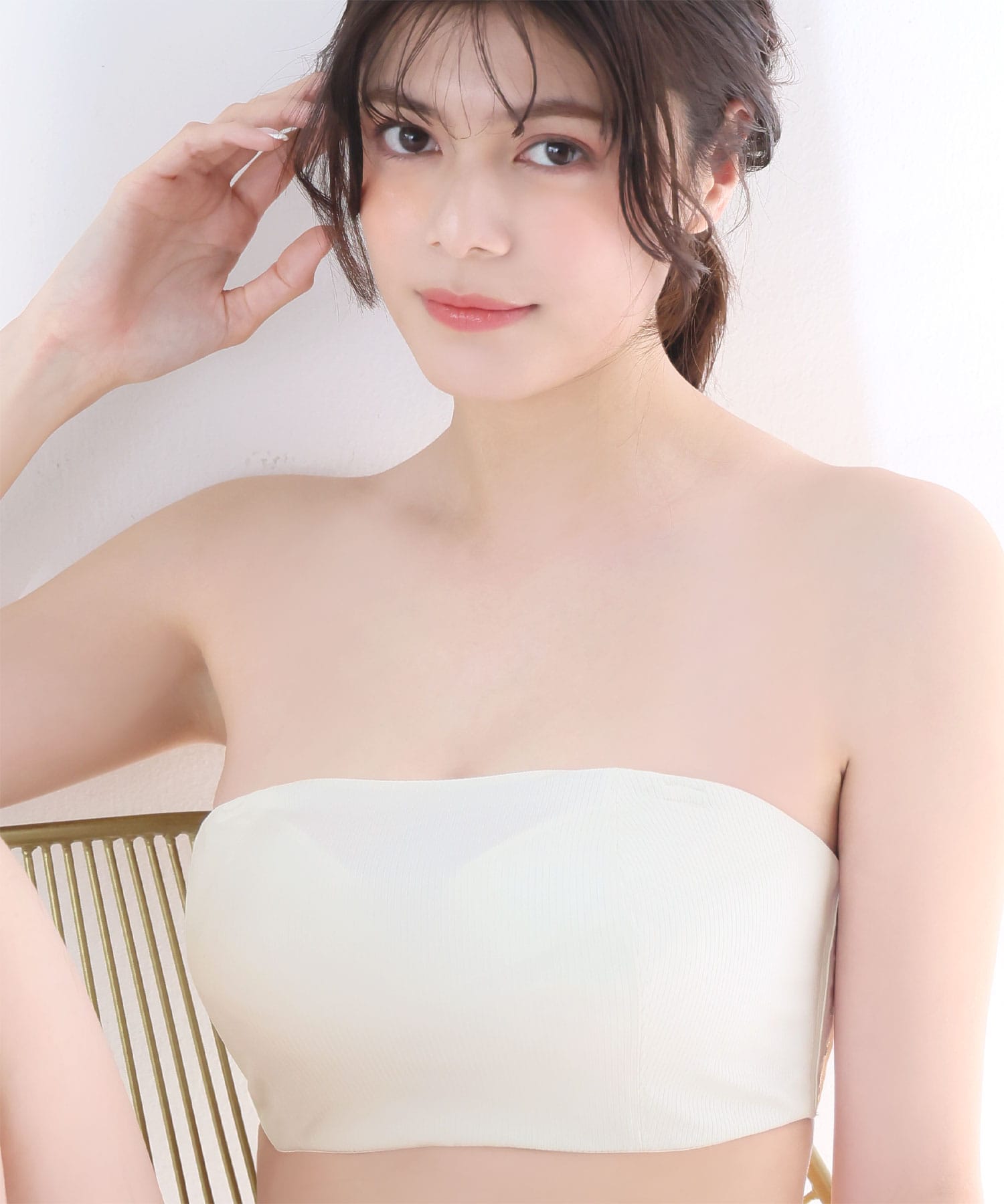 リブ 2WAY 谷間カバー 脇高 単品ブラジャー (FGHカップ)