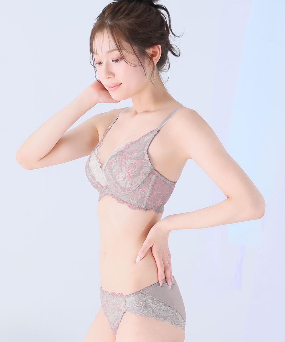 バイカラー カシュクールレース脇高ブラ(R) ブラジャー&ショーツ