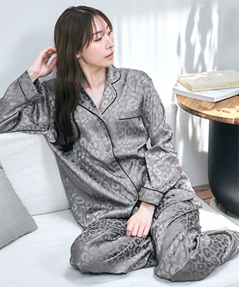 ヒョウサテン パジャマ 長袖 上下セット