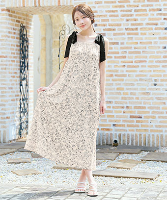 メニーフラワー マキシ丈 ワンピース