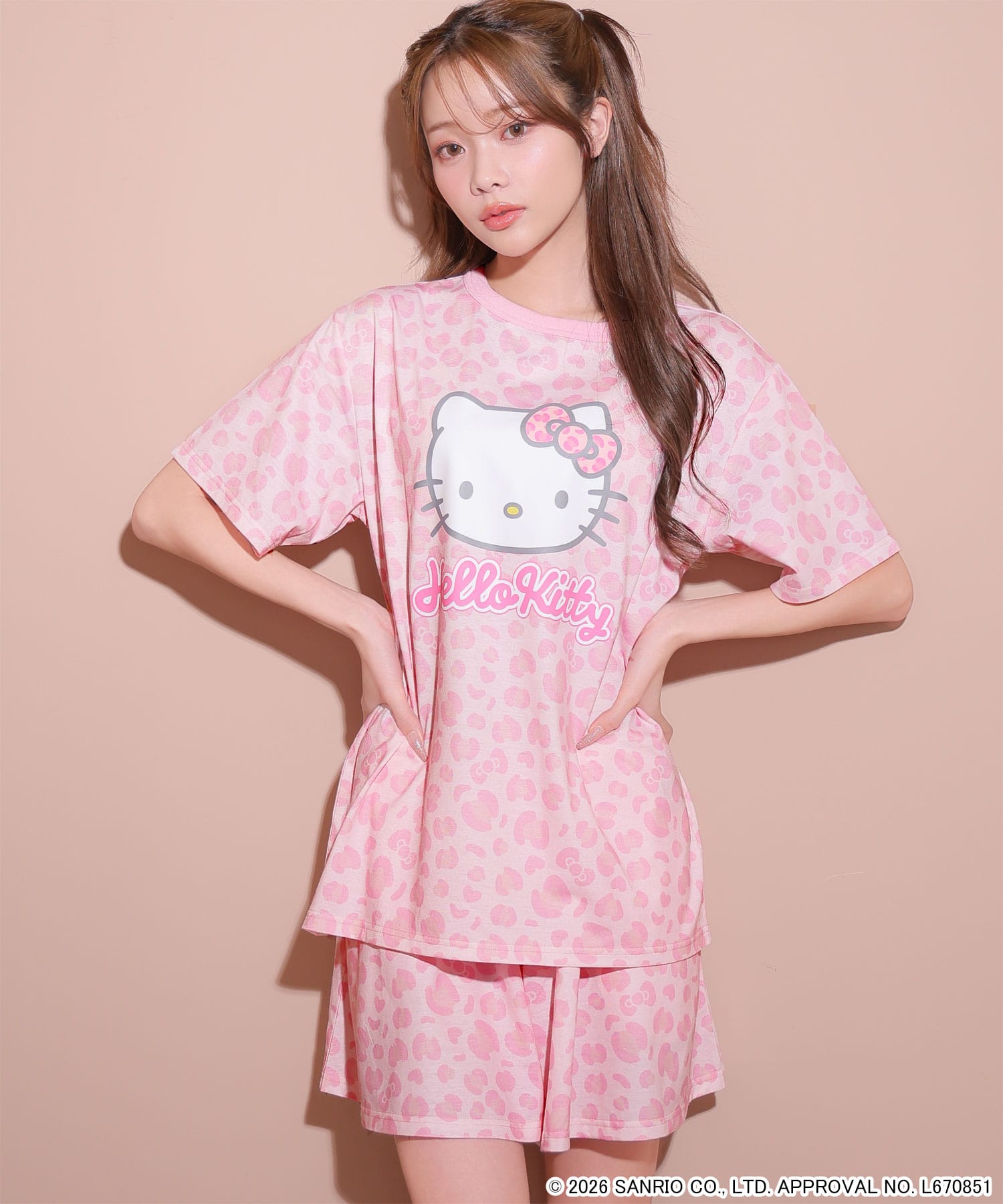 ハローキティ サマー 半袖 上下セット:MODEL:168cm/SIZE:M
