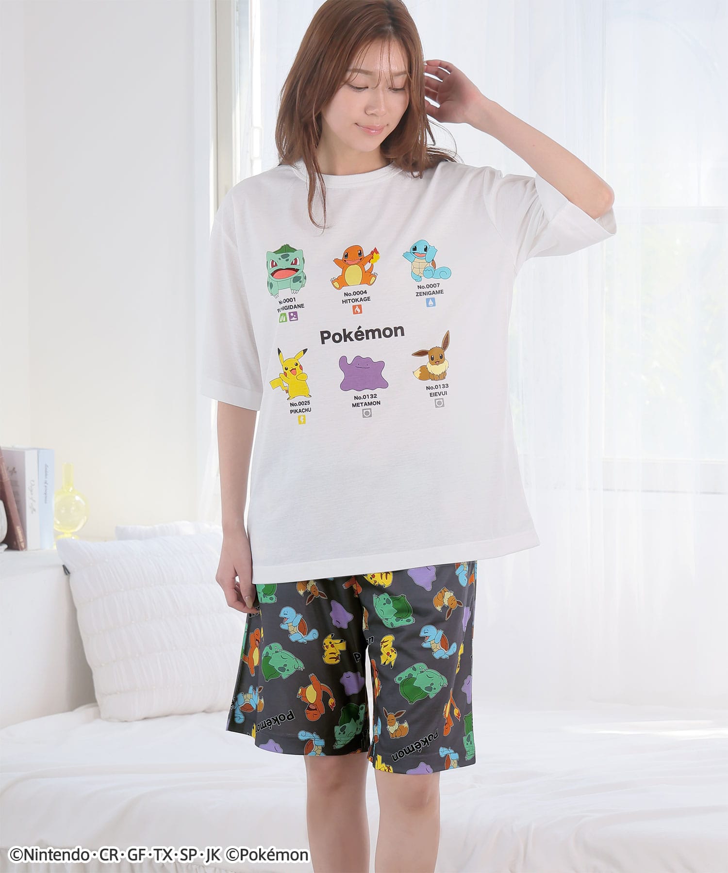 ポケモン プリント 半袖 上下セット (男女兼用サイズ):MODEL:166cm/SIZE:L