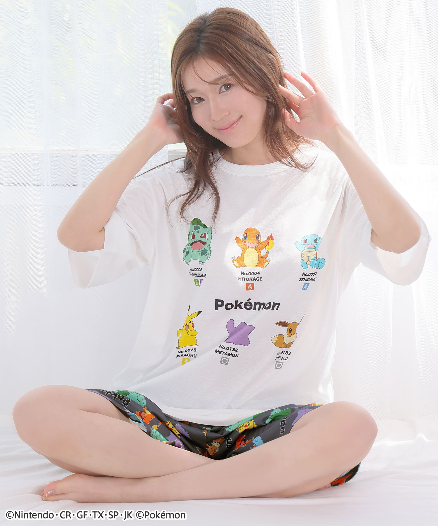 ポケモン プリント 半袖 上下セット (男女兼用サイズ):MODEL:166cm/SIZE:L