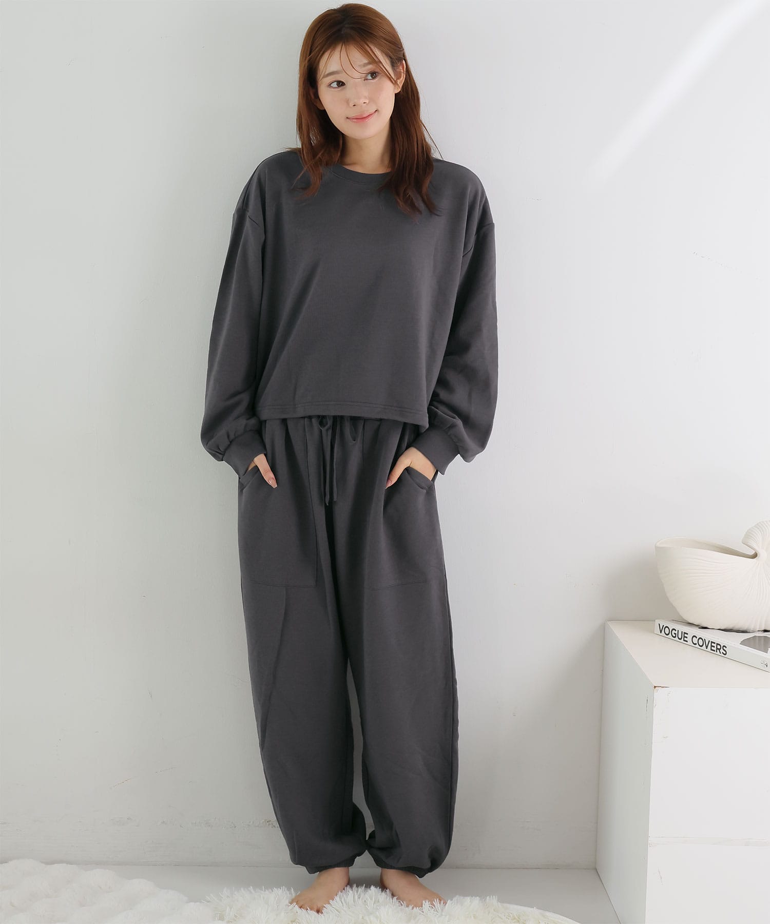 ビッグポケット スウェット 長袖 上下セット:MODEL:166cm/SIZE:L