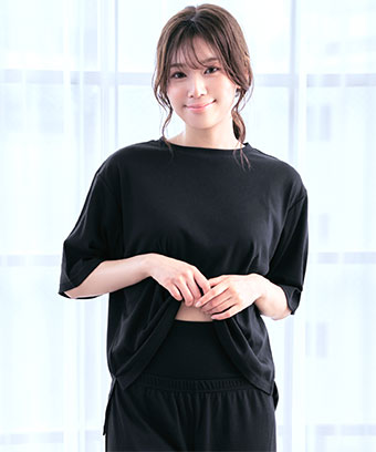 【WEB限定】さらっとドライ 腹巻付き 半袖 綿混 上下セット