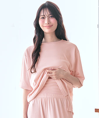 【WEB限定】さらっとドライ 腹巻付き 半袖 綿混 上下セット