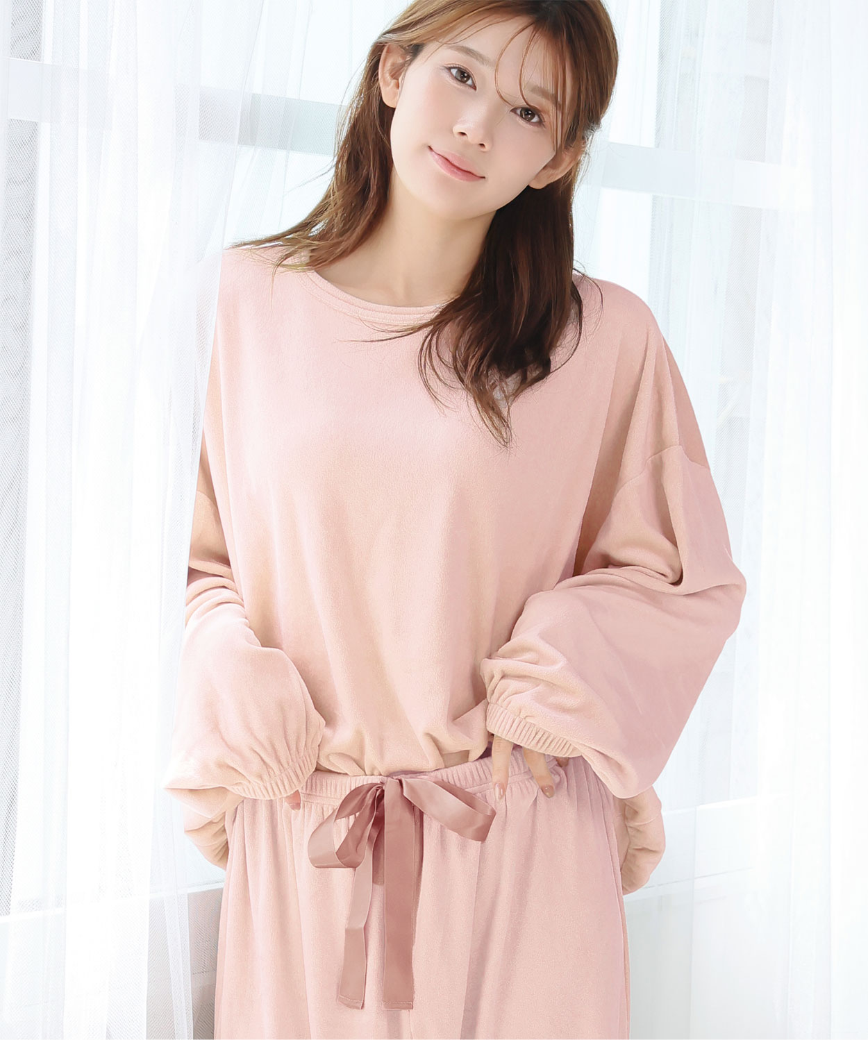 ベーシック ストレッチ ソフトボア 長袖 上下セット:MODEL:166cm/SIZE:L