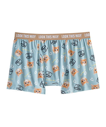 可愛らしい茶トラの猫とサバ缶のイラストをぎゅっと詰め込んだメンズショーツです。伸縮性のある柔らかい生地はサラリとした肌触りのはき心地で、デイリーに使いやすいボクサータイプ。前開き仕様なので股の部分にマチがあり、少しゆったりした形になっています。SABA CAT メンズ ボクサーショーツ (前開き)