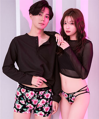 ローズ柄 ハーフバックショーツ