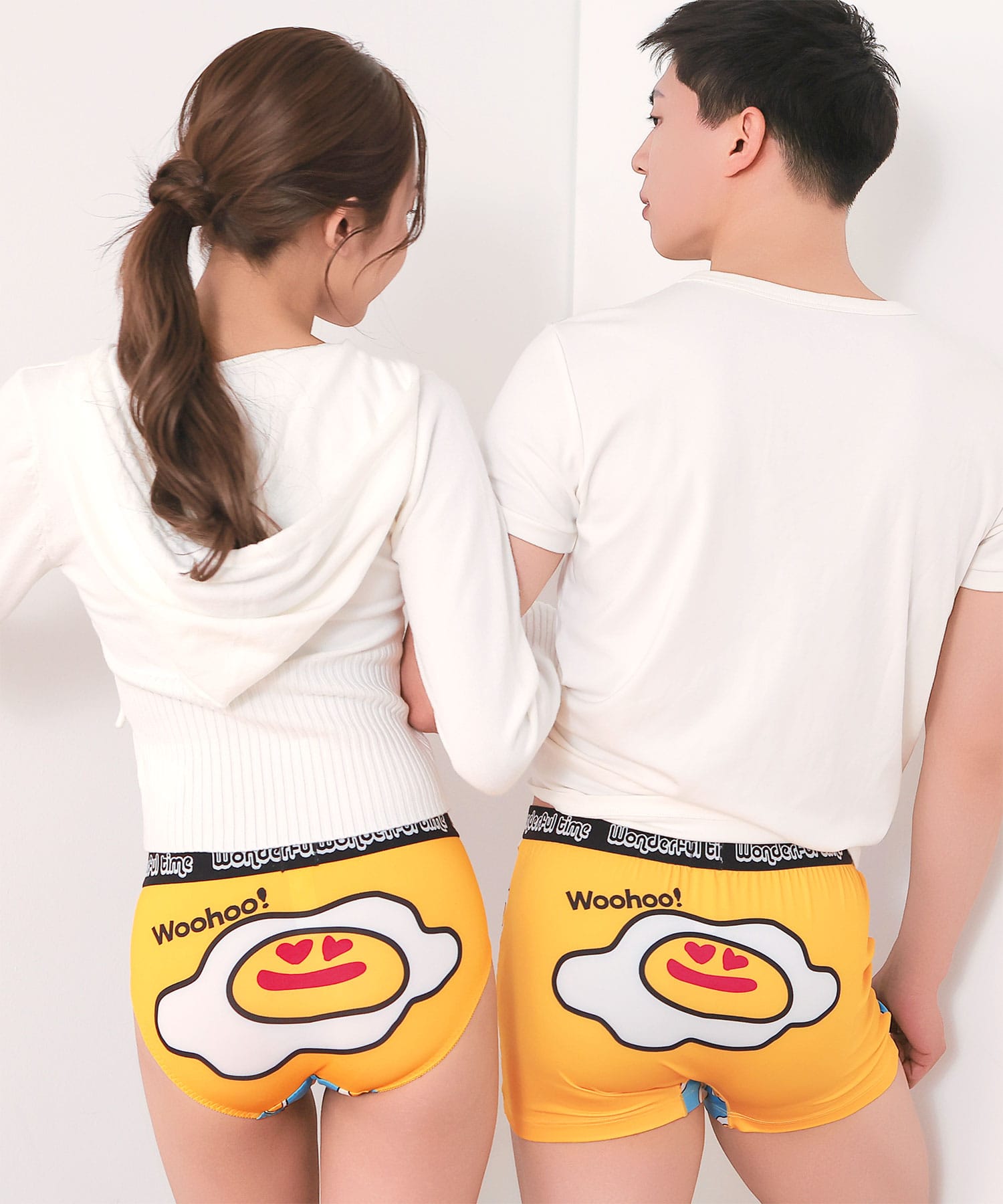 目玉焼き柄 メンズ ボクサーショーツ (前開き)