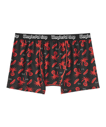 たこさんウインナー柄 メンズ ボクサーショーツ (前開き)