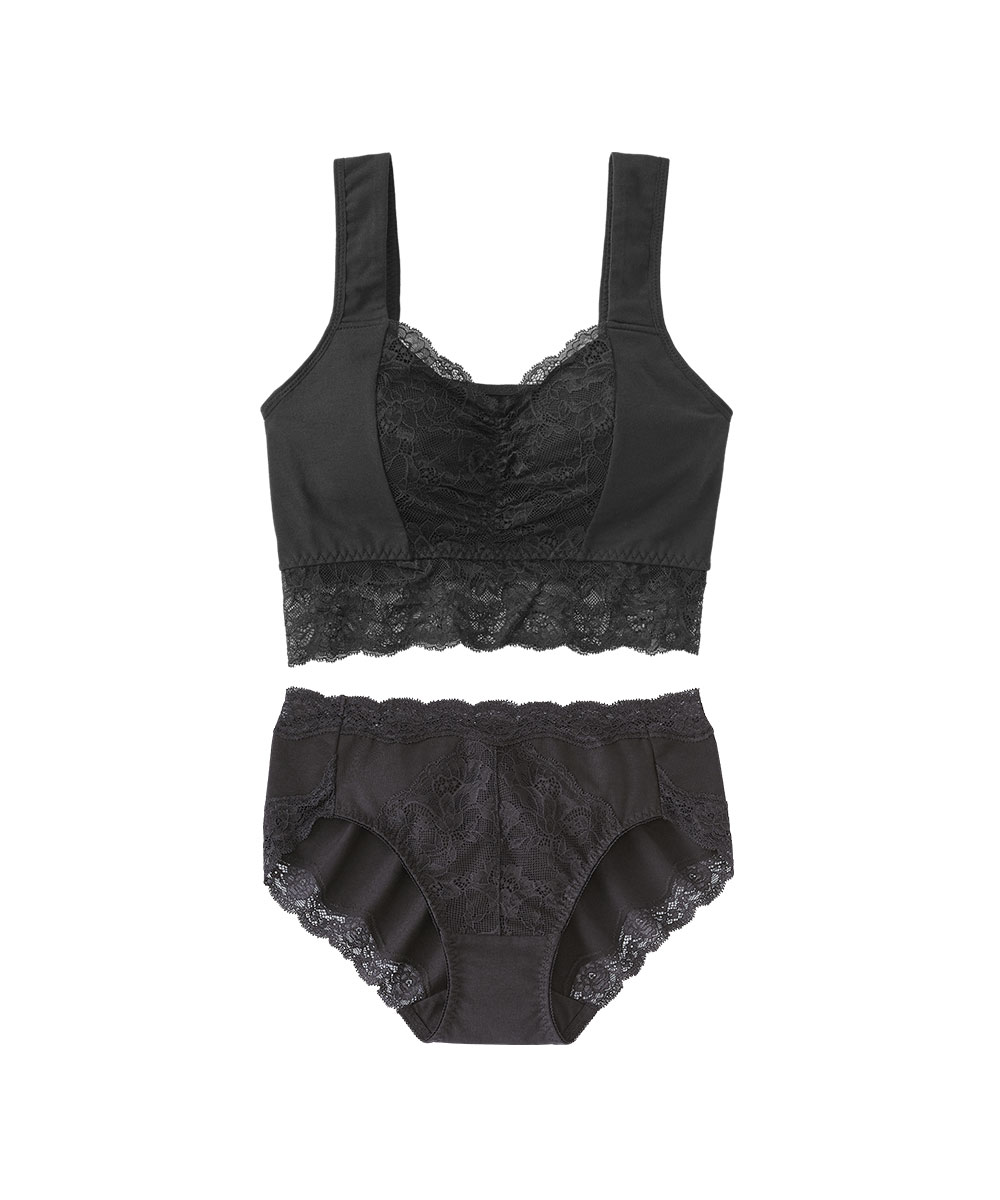 しっかり美胸 夢ごこち 綿混 ナイトブラ ブラジャー&ショーツ
