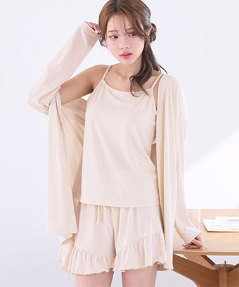 【WEB限定】リブフリル ショートパンツ 3点セット