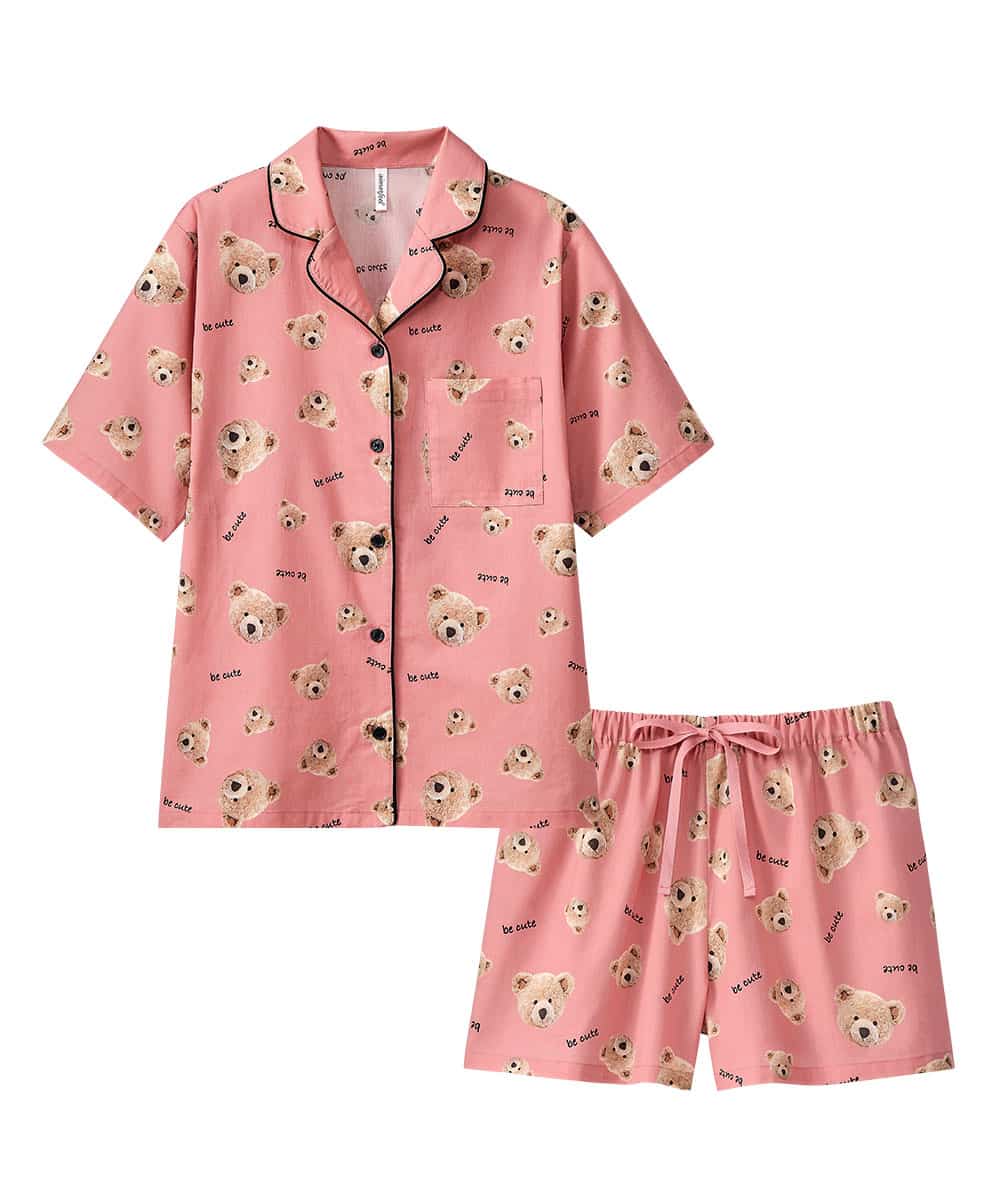 綿100% 半袖 シャツパジャマ 上下セット 2(S ピンク/PI): ルームウェア | aimerfeel(エメフィール)公式通販サイト