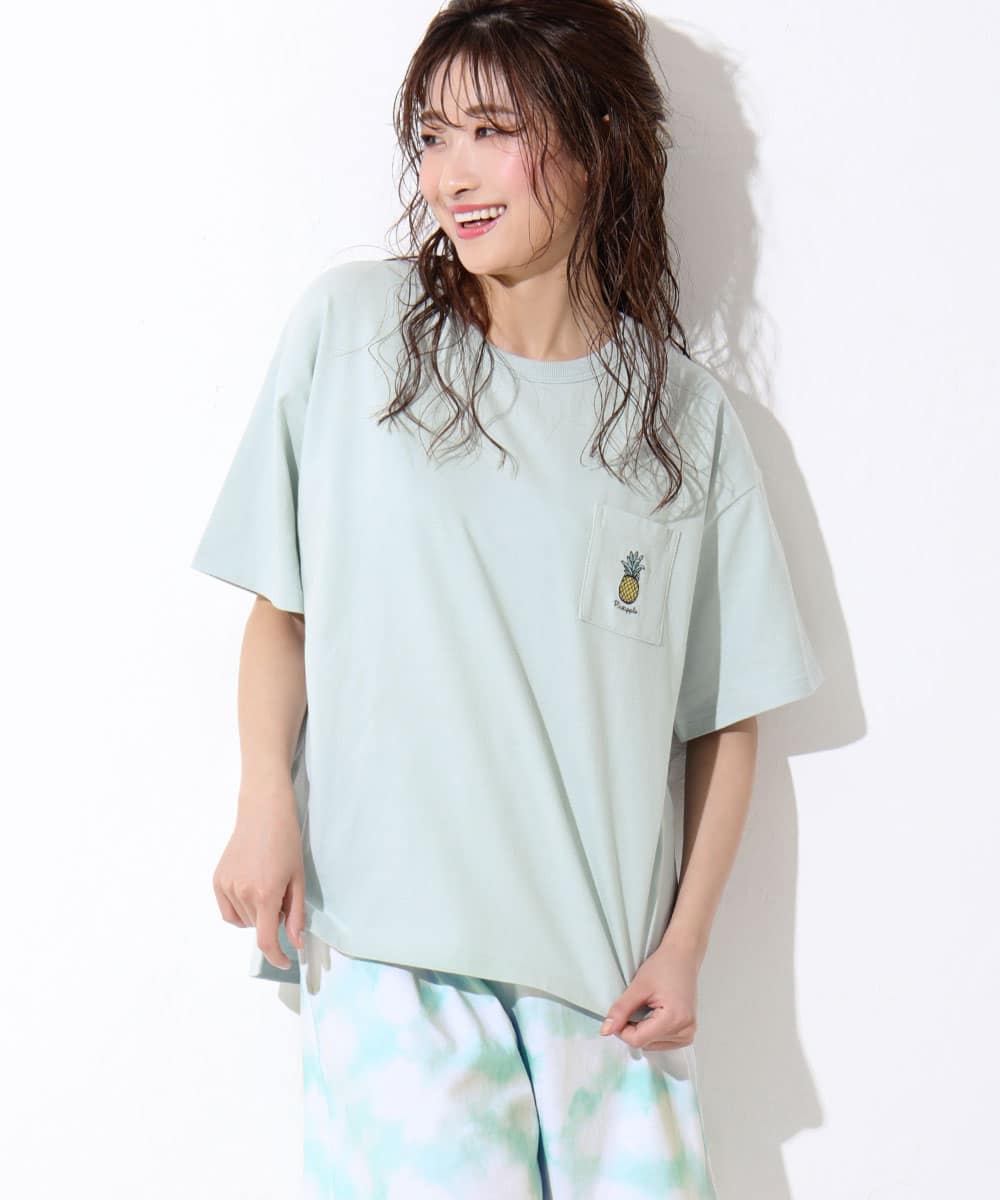 【プライスダウン】ワンポイント刺繍 Tシャツ 上下セット:MODEL:167cm/SIZE:M
