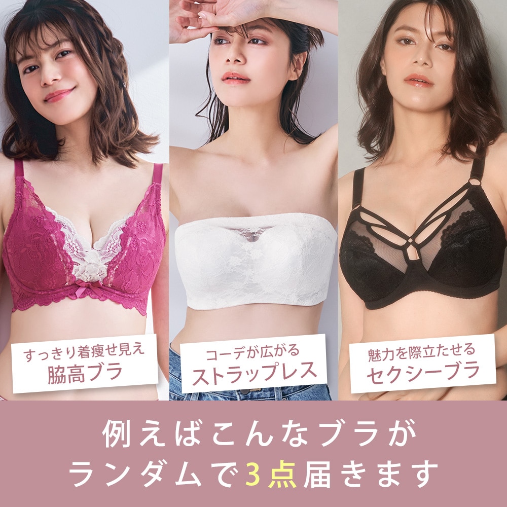 【WEB限定】グラマーサイズ ブラジャー おまかせ3枚セット 福袋 (F80,G80,H80)