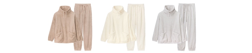 【WEB限定】首まであったか フリース 長袖 上下セット