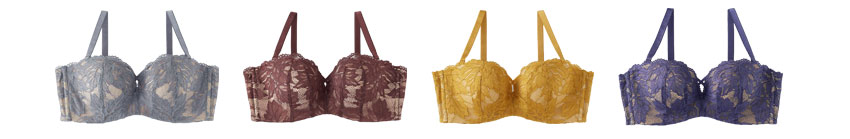 ストラップレス ハーフカップ レース 超盛ブラ(R) ブラジャー&ショーツ