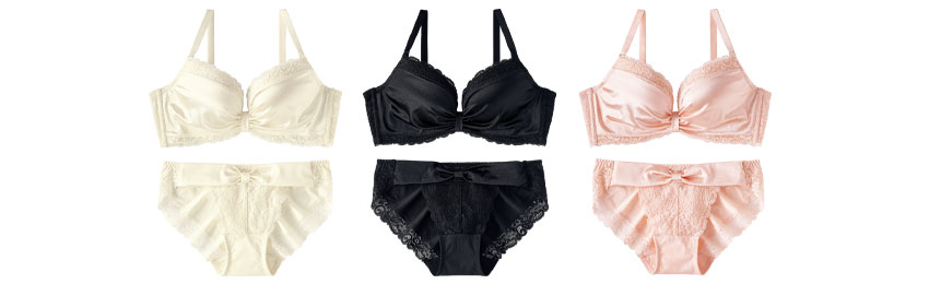  サテンリボン ノンワイヤー 超盛ブラ(R) ブラジャー&ショーツ