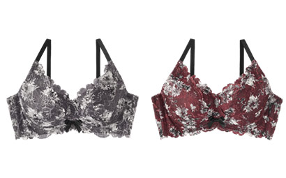 モノトーンフラワー カシュクールレース脇高ブラ(R) 単品ブラジャー