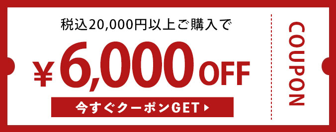 税込20,000円以上購入で6,000円OFFクーポン