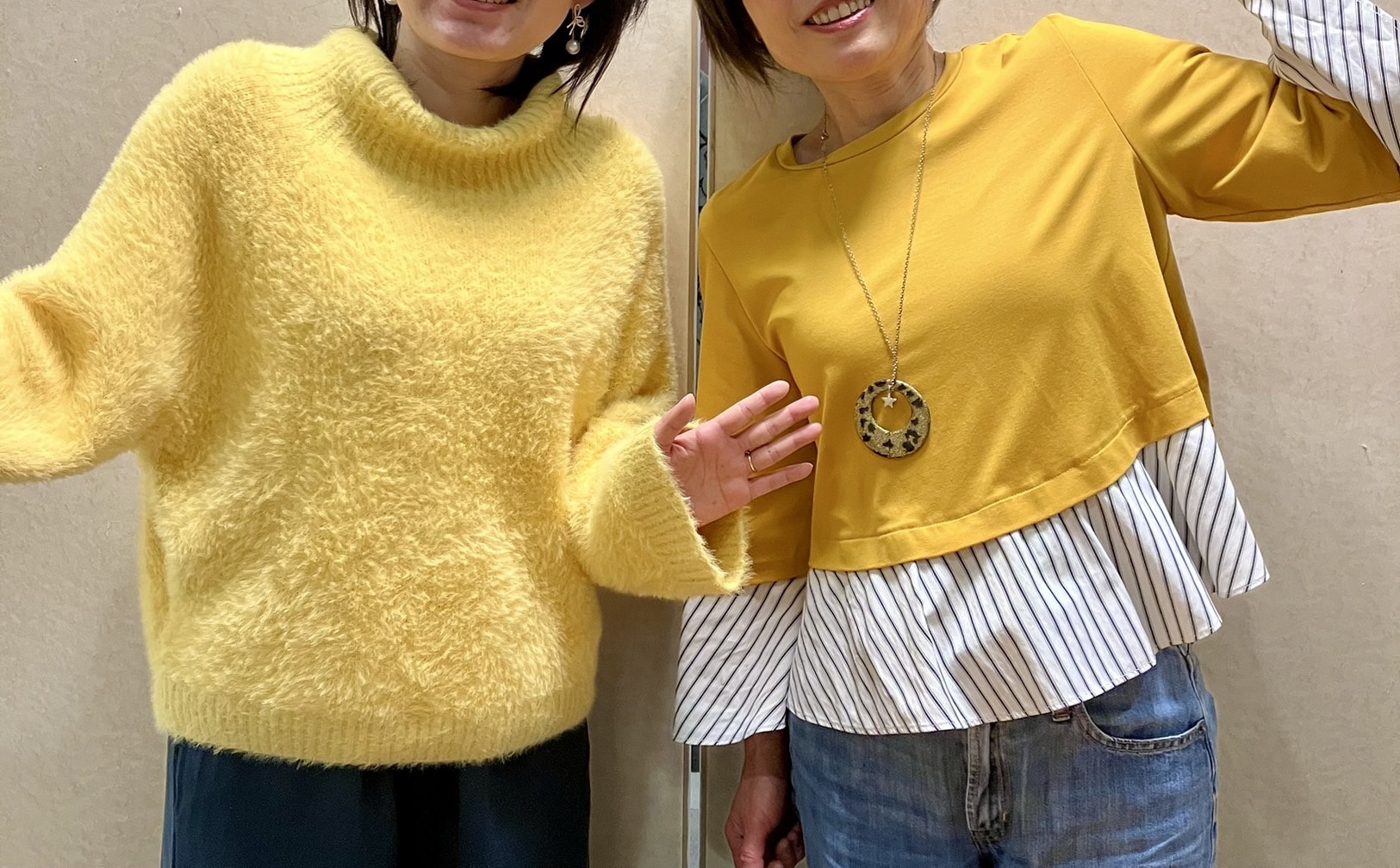 平日ナイター観戦の時は仕事中も黄色コーデ！