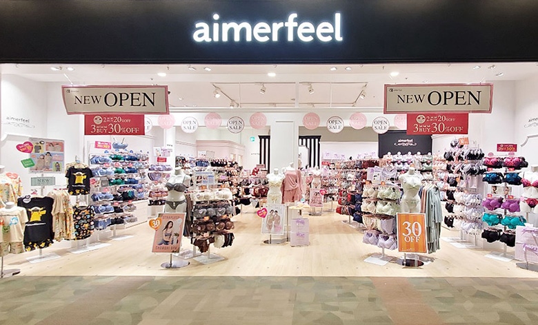 aimerfeel(エメフィール)店舗一覧のページはこちらです。北海道から沖縄までショッピングモール等に多数店舗を展開しています。また国内だけではなく中国・韓国・台湾と海外にも展開しています。