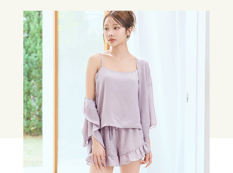 シルキー ショートパンツ 3点セットのパープル