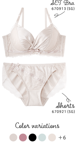 サテン カシュクールレース脇高ブラ(R) ブラジャー<ショーツ/SG