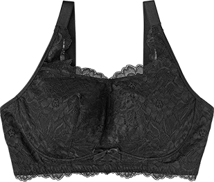 やわらかノンワイヤーで大きな胸も「垂れ見えしない」小さく見せる ノンワイヤー 単品ブラジャー (グラマーサイズ) ブラック/BL
