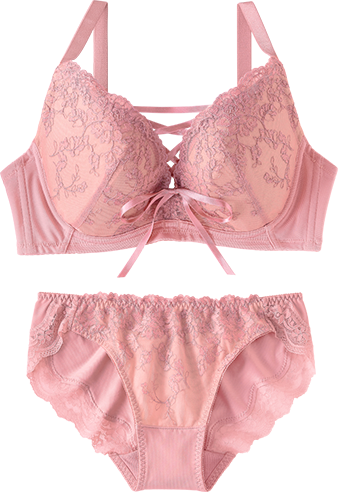 グラマラスさんに嬉しい小さく見えるスレンダードール 脇高 ブラジャー&ショーツ (FGHカップ) ピンク/PI