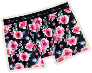 ローズ柄 メンズ ボクサーショーツ (前開き)